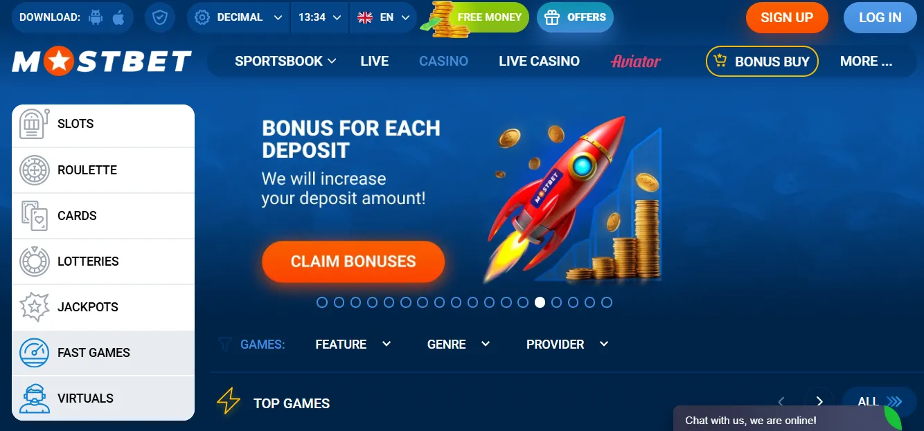 За платформата Mostbet