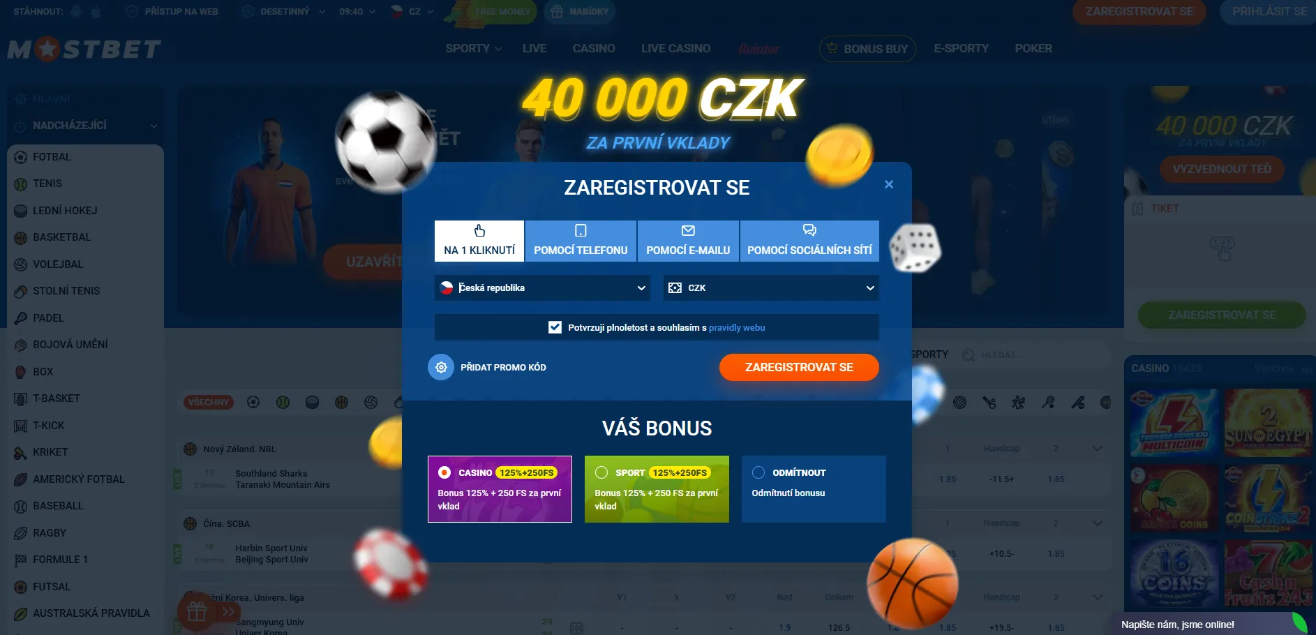 Registrace Mostbet přihlášení