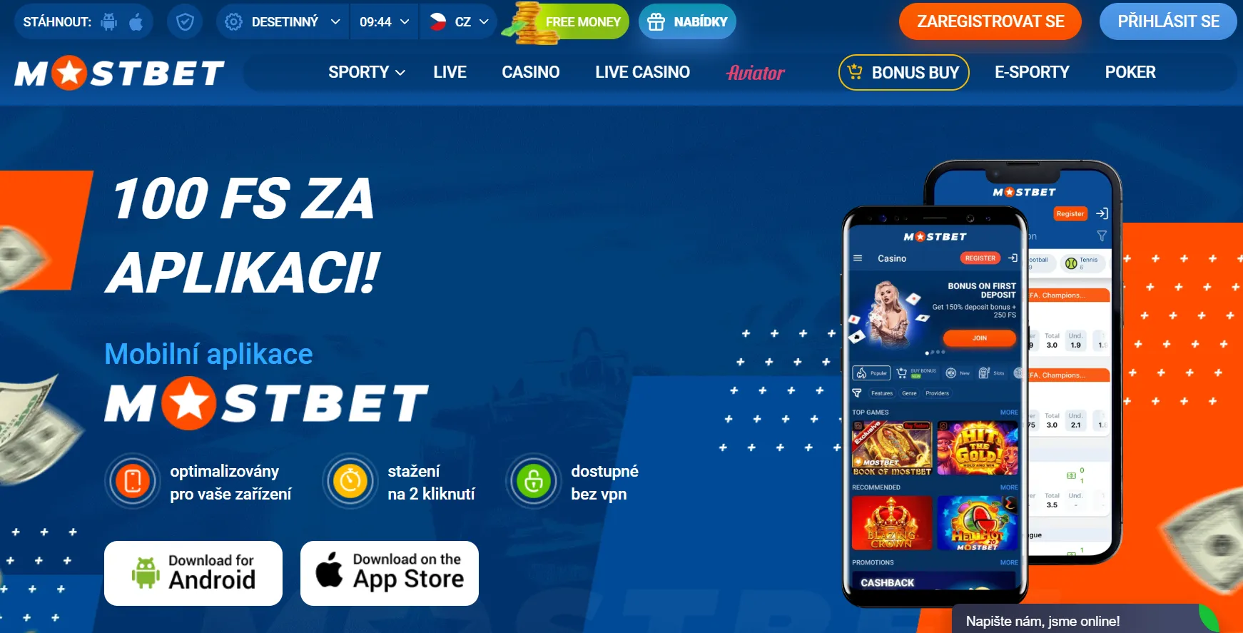 Mobilní aplikace Mostbet app